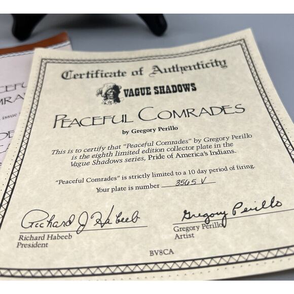 Plate Hamilton Collection Vague Shadows Series Peaceful Comrades 8th Issue 3565V - Picture 4 of 6